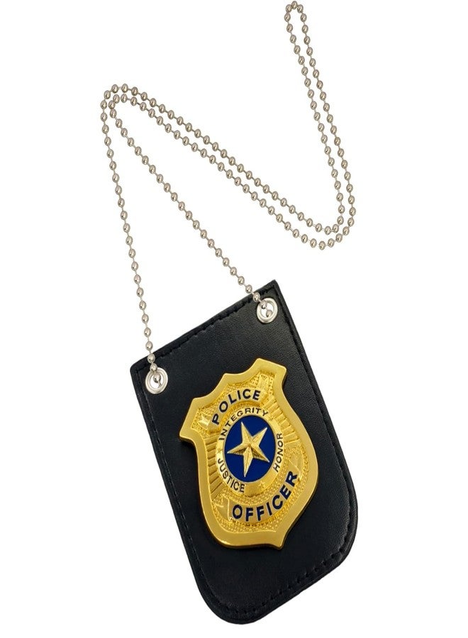 Finduat Police Badge with Chain and Belt Clip, Detective Role Play Costume Accessory, Gold - Image 2